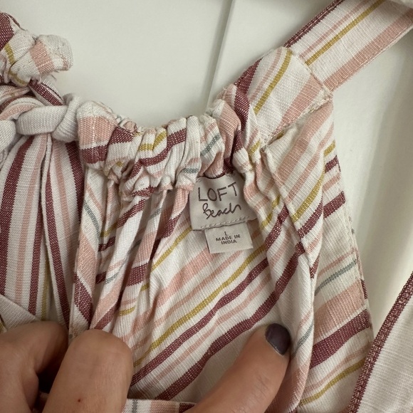 LOFT Beach Striped Linen Maxi Dress with Ruffle Hem - Picture 4 of 5